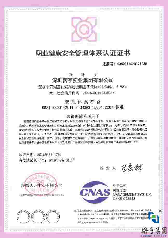 职业健康安全管理体系认证